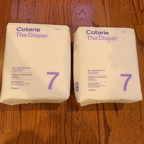 BNIB Sealed The Coterie 'The Diaper' | Size 7 | 2 Packs (32 diapers) - Picture 1 of 5
